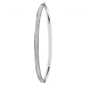 Acotis Silver Bangle Oval Moondust Hinged G4395