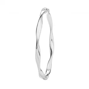 Acotis Silver Hinged Bangle Twisted G4430