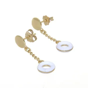 ACQUARELLO DANGLE ROUND WHITE EARRING