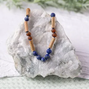 Adults | Lapis Lazuli   Raw Cognac Amber Hazelwood Necklace