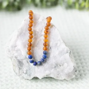 Adults | Lapis Lazuli   Raw Cognac Amber Necklace