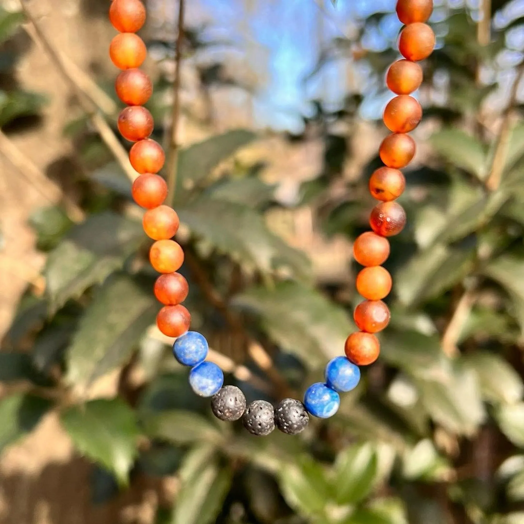 Adults | Lapis Lazuli   Raw Cognac Aromatherapy Necklace