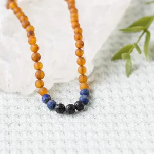 Adults | Lapis Lazuli   Raw Cognac Aromatherapy Necklace