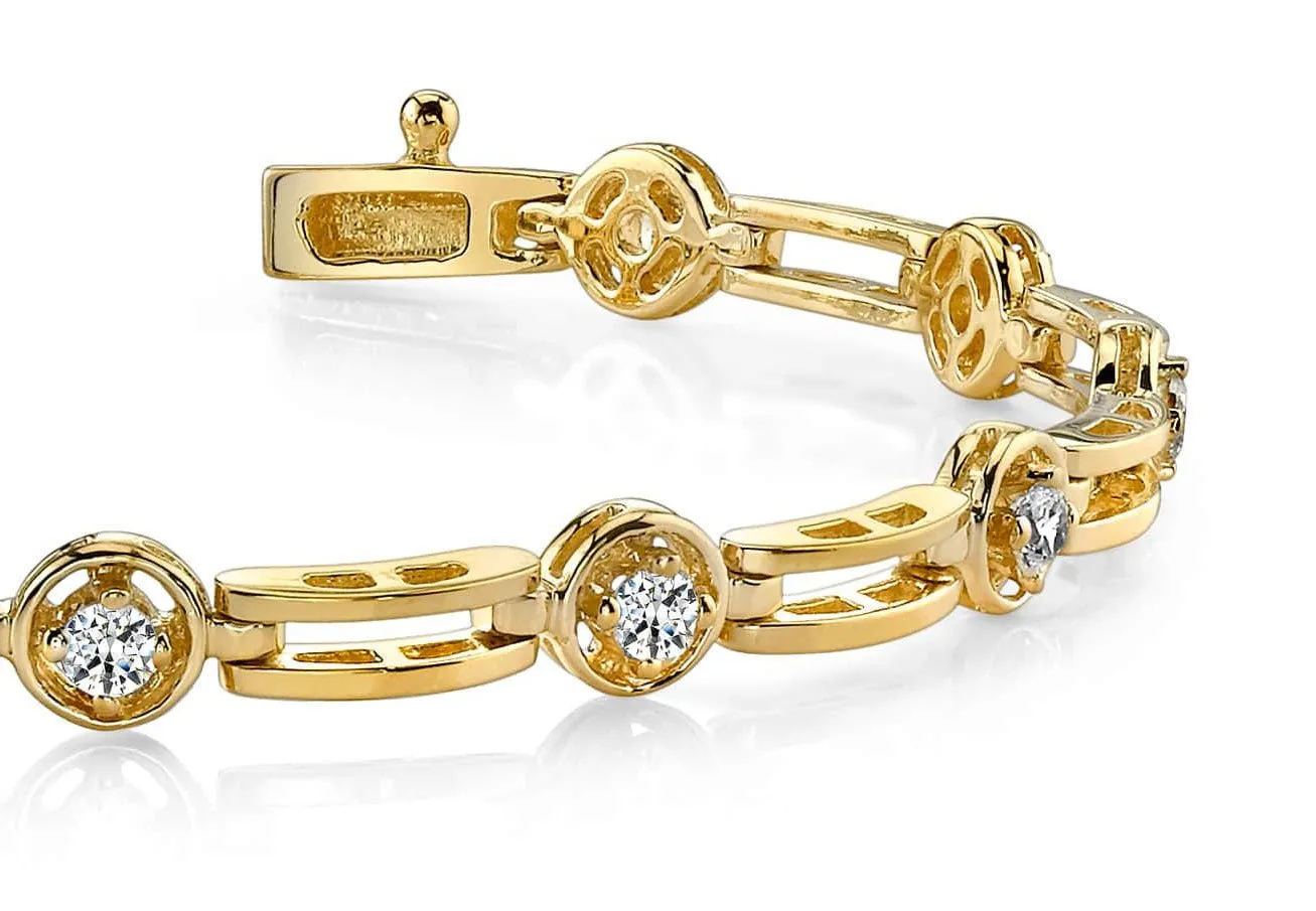 Alternating Round And Bar Link Lab-Grown Diamond Bracelet with 2.50 ct.(finished) 4mm