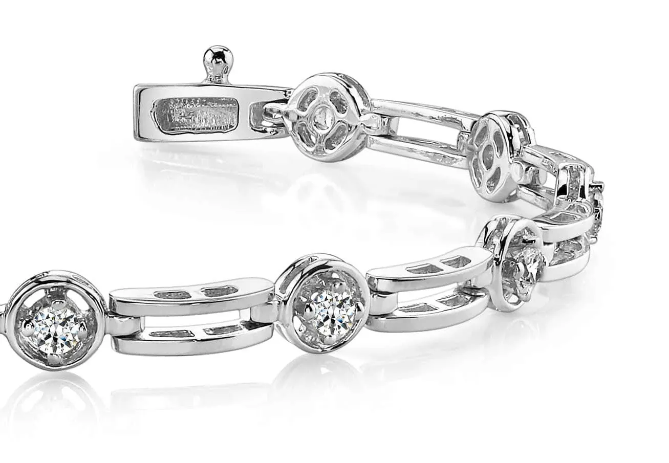 Alternating Round And Bar Link Lab-Grown Diamond Bracelet with 2.50 ct.(finished) 4mm