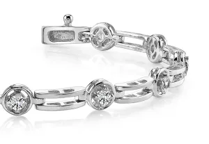 Alternating Round And Bar Link Lab-Grown Diamond Bracelet with 2.50 ct.(finished) 4mm