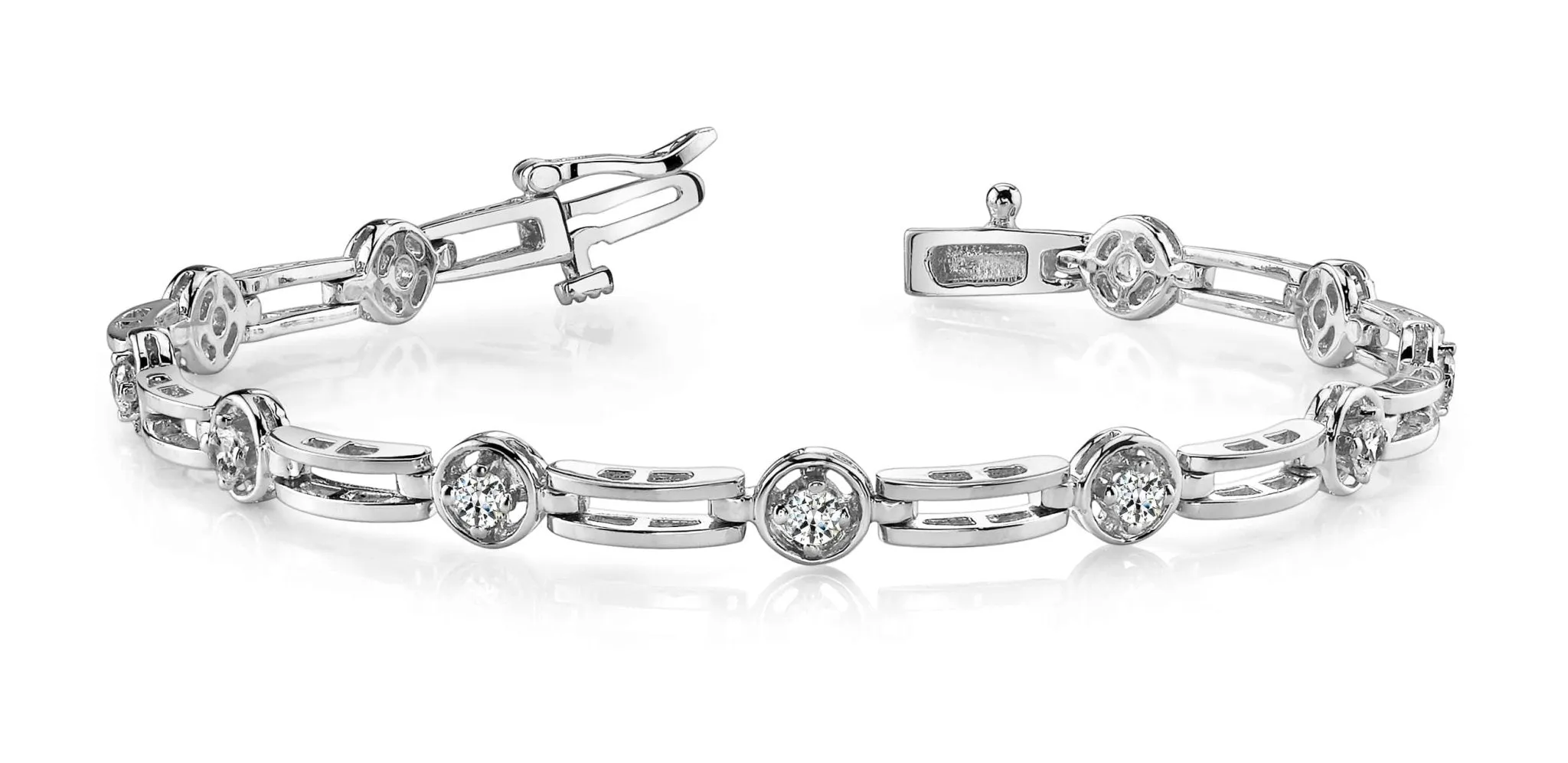Alternating Round And Bar Link Lab-Grown Diamond Bracelet with 2.50 ct.(finished) 4mm