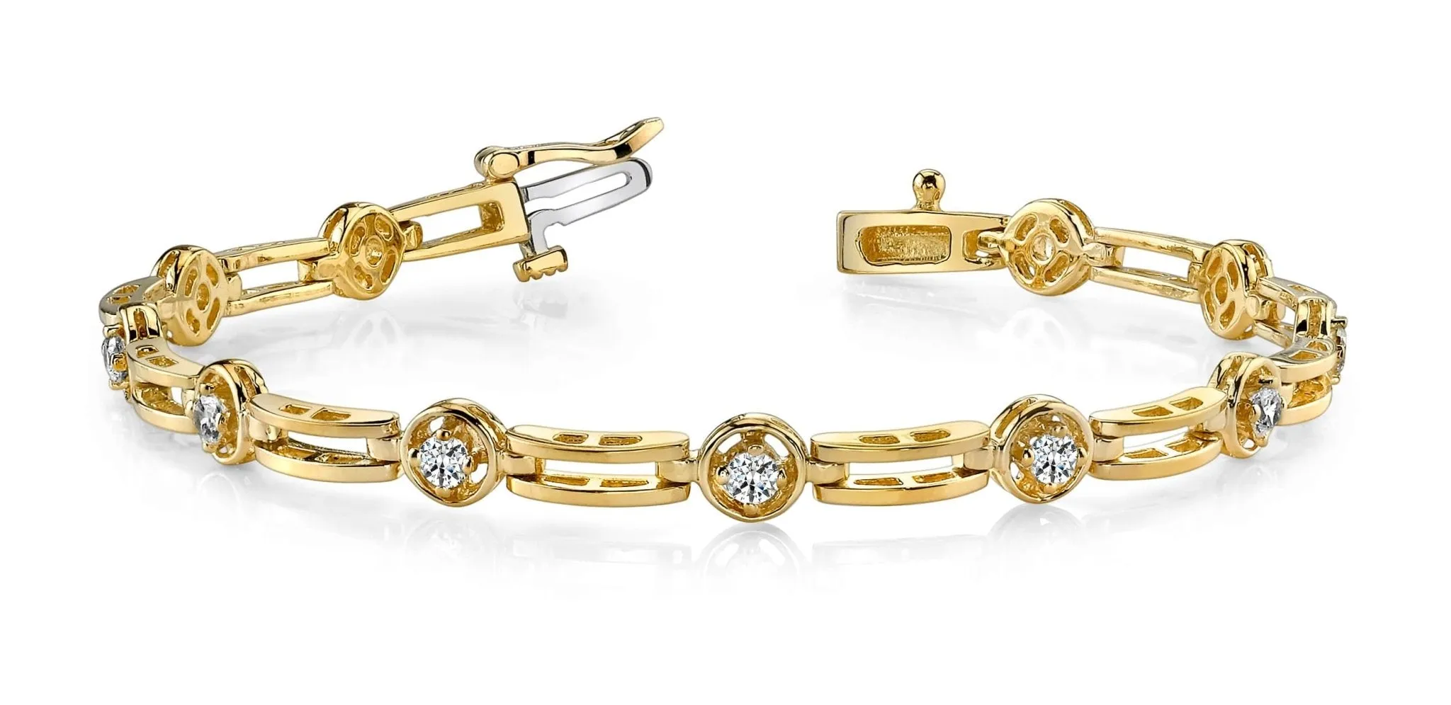 Alternating Round And Bar Link Lab-Grown Diamond Bracelet with 2.50 ct.(finished) 4mm