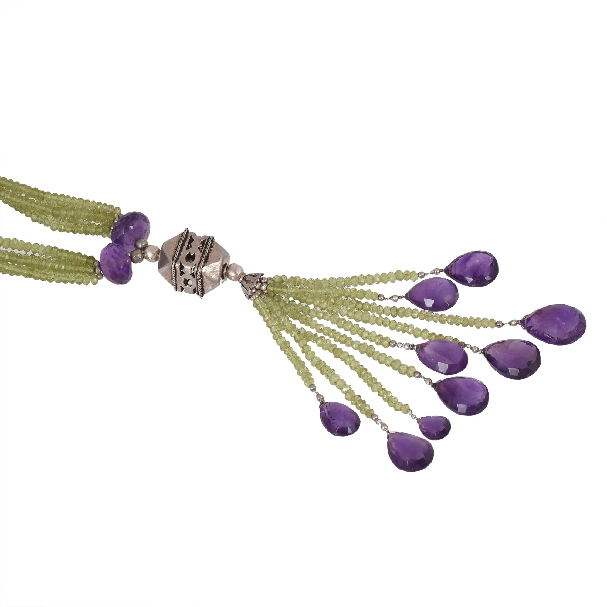 Amethyst Peridot Silver Necklace