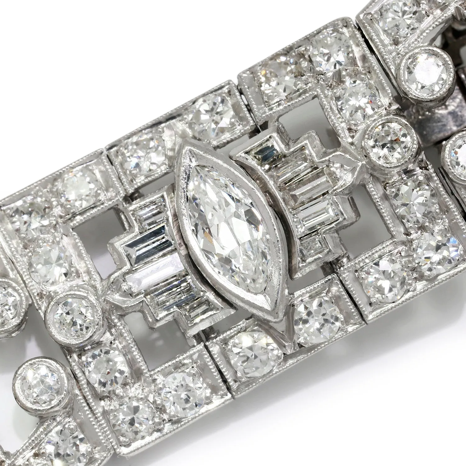 Antique Art Deco Marquise Diamond Bracelet in Platinum 8.55ctw