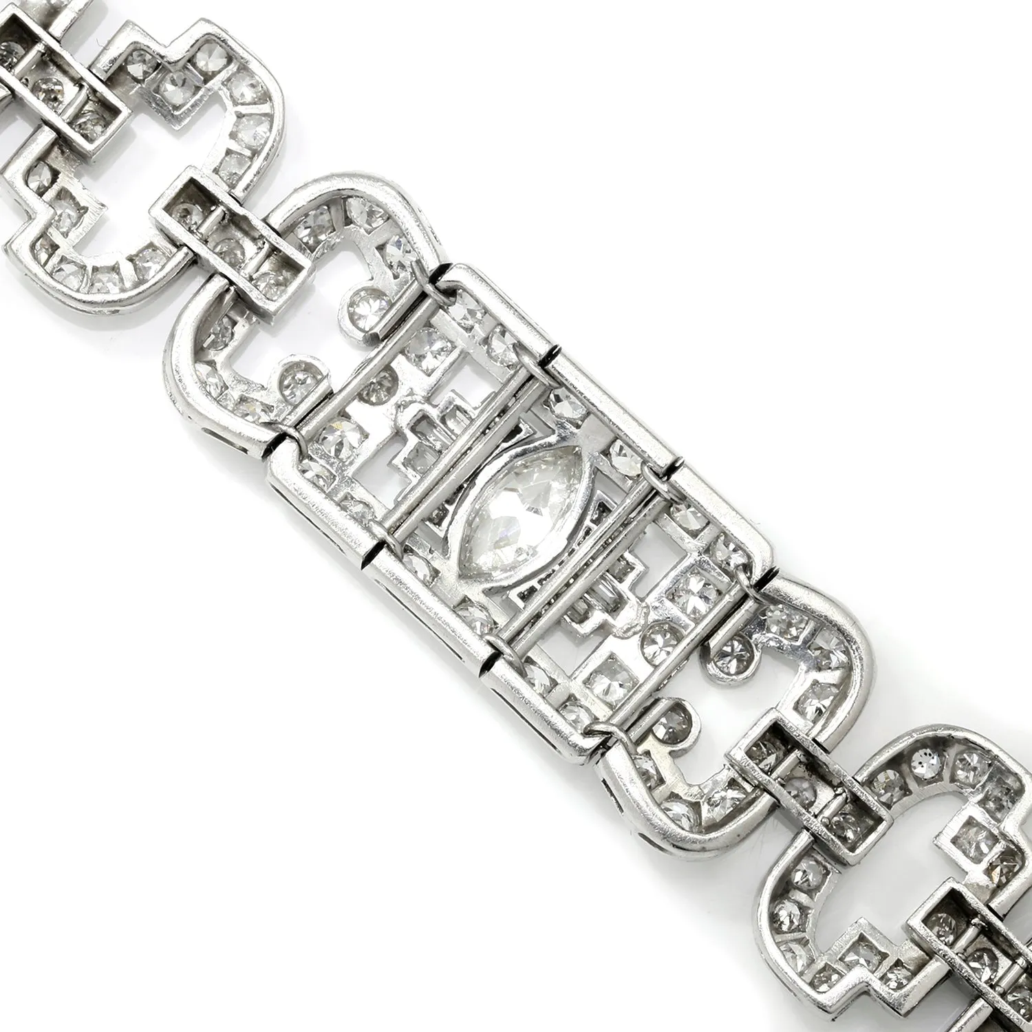 Antique Art Deco Marquise Diamond Bracelet in Platinum 8.55ctw