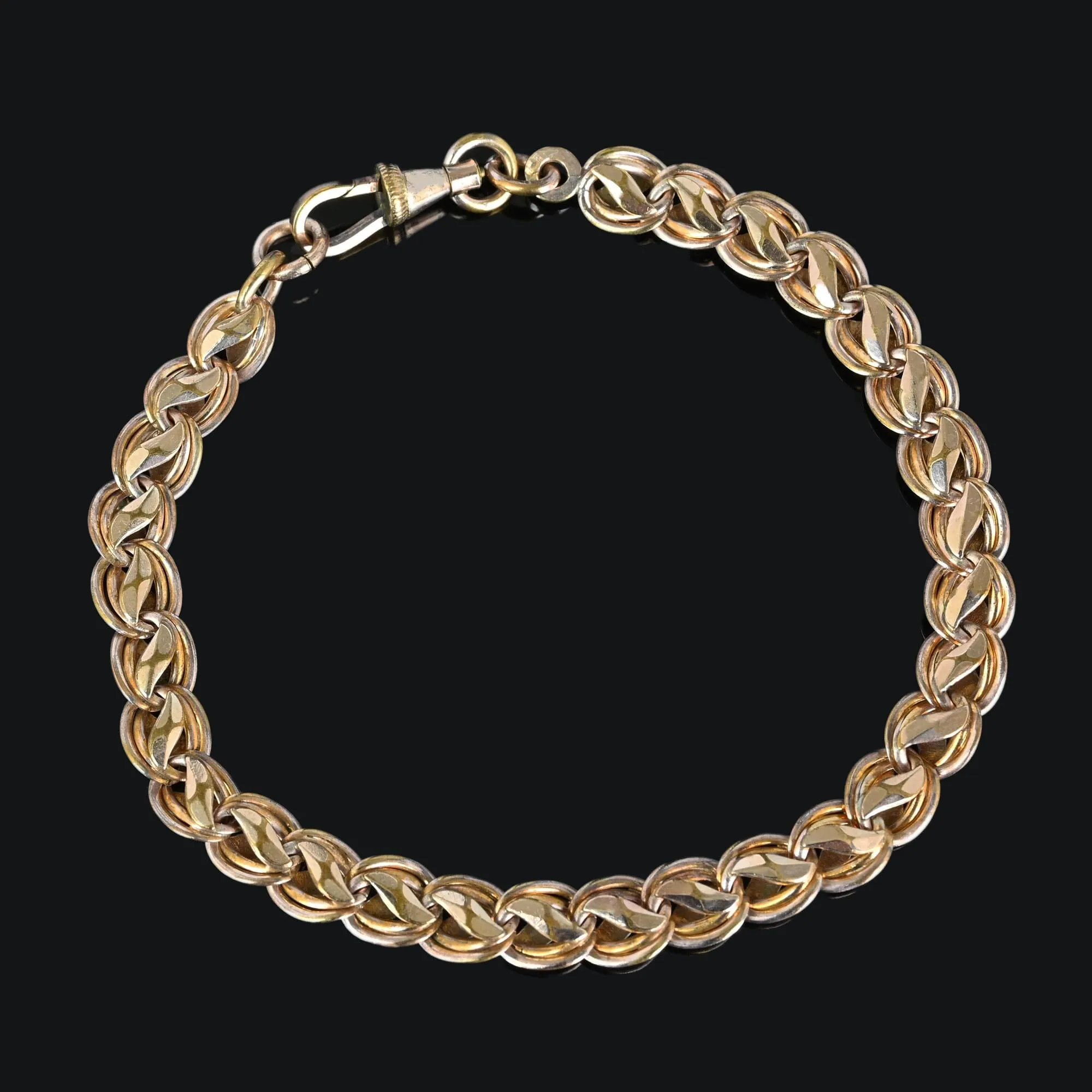 Antique French Rolled Gold Fancy Link Watch Chain Bracelet
