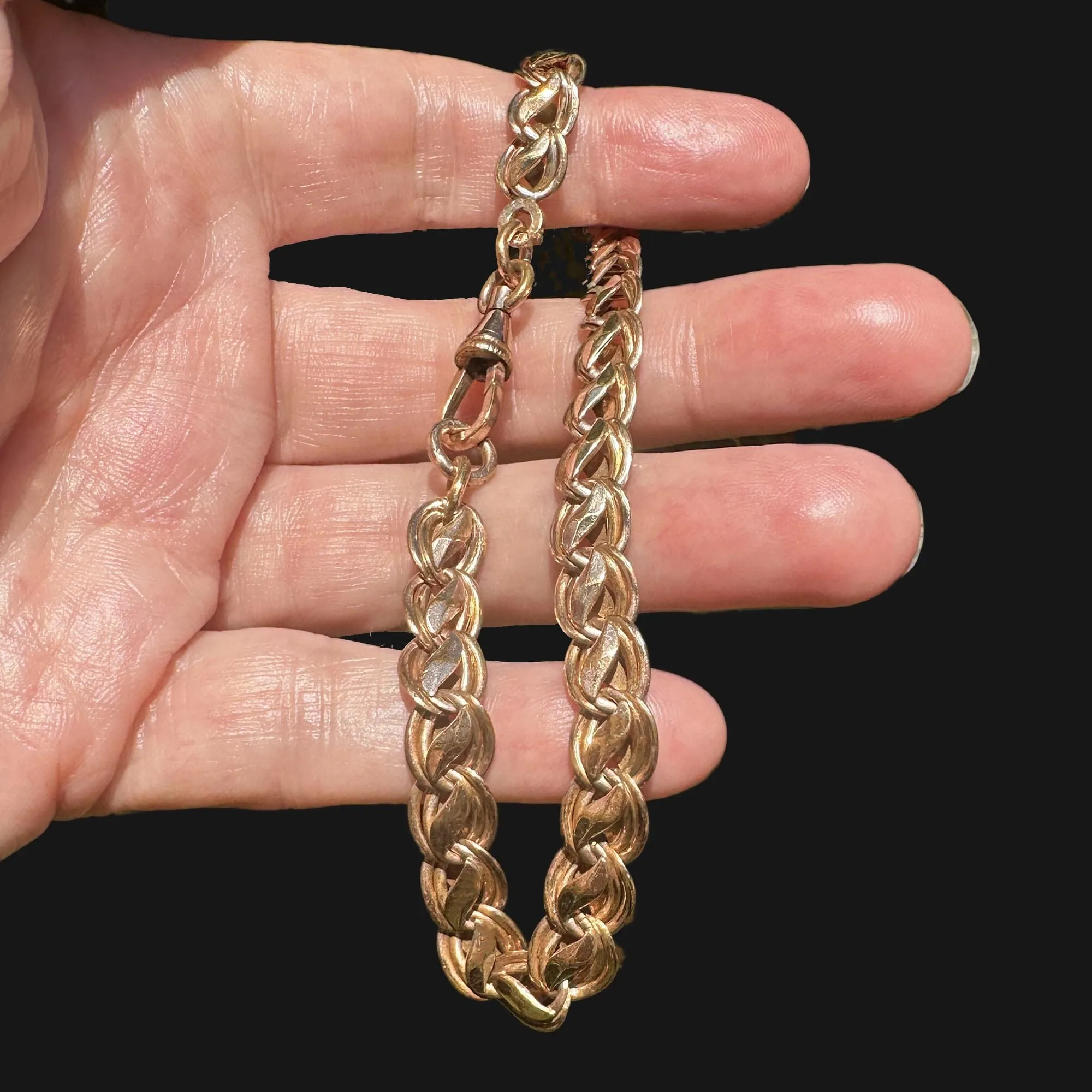 Antique French Rolled Gold Fancy Link Watch Chain Bracelet