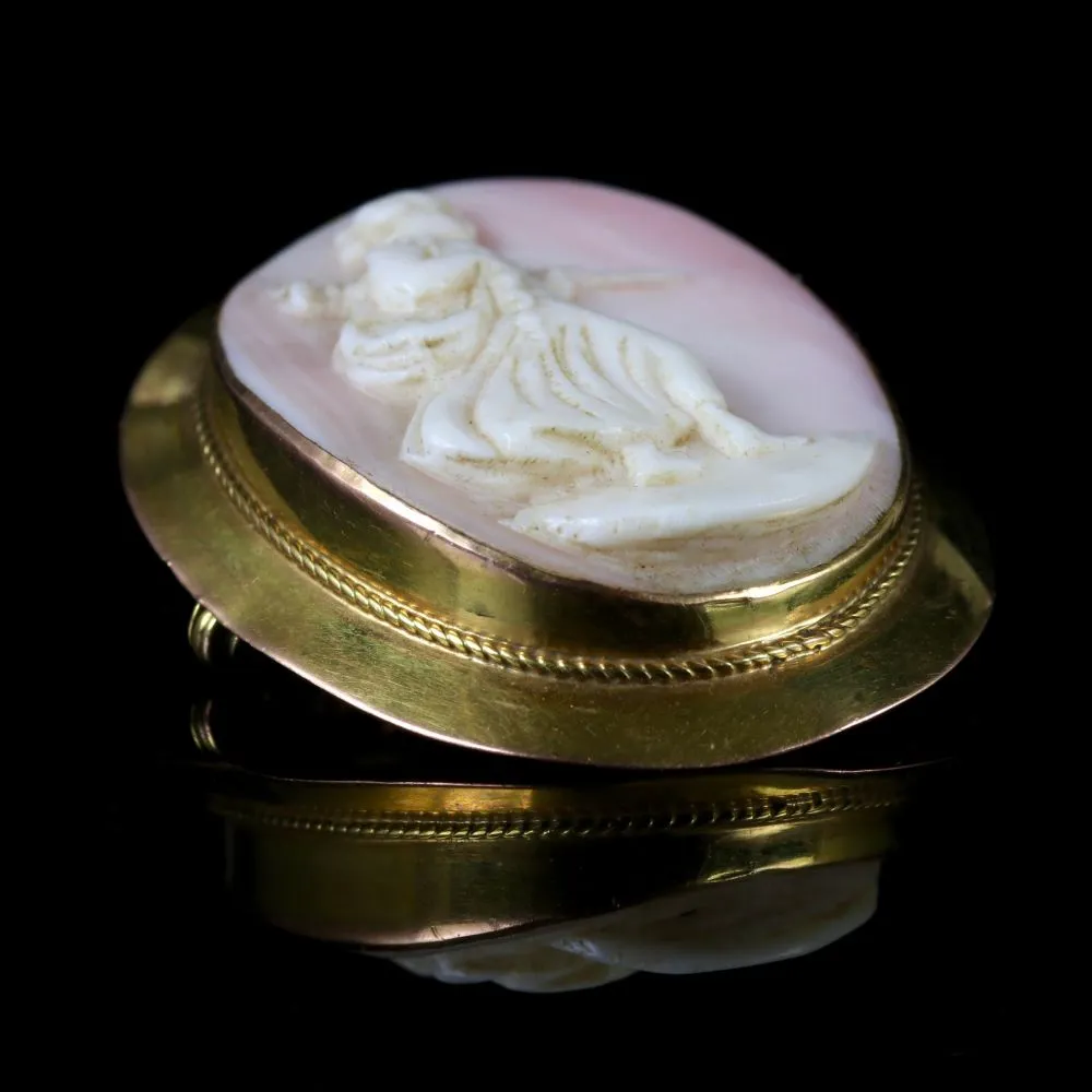 Antique Victorian Coral Cameo Brooch 9Ct Circa 1900