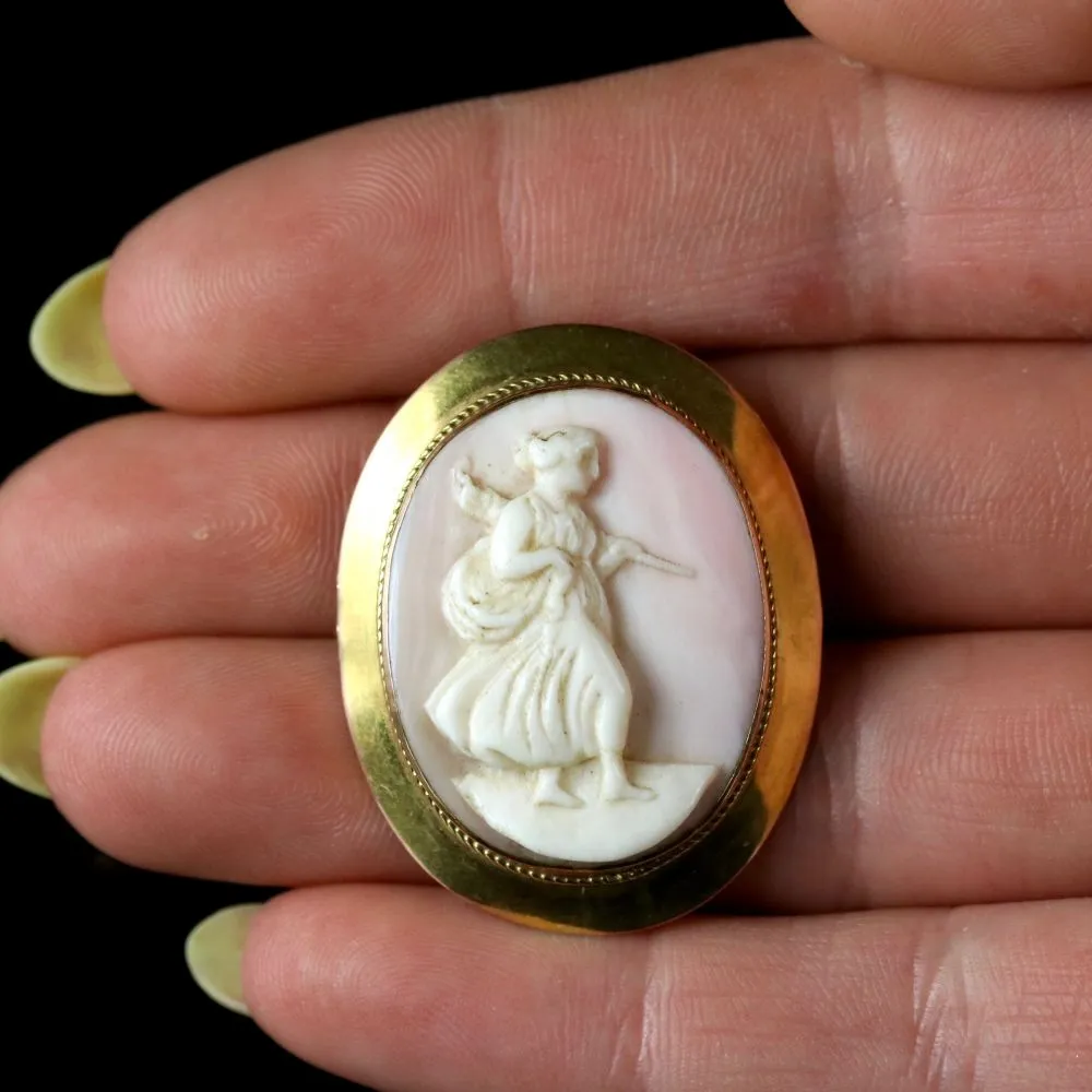 Antique Victorian Coral Cameo Brooch 9Ct Circa 1900