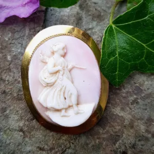 Antique Victorian Coral Cameo Brooch 9Ct Circa 1900
