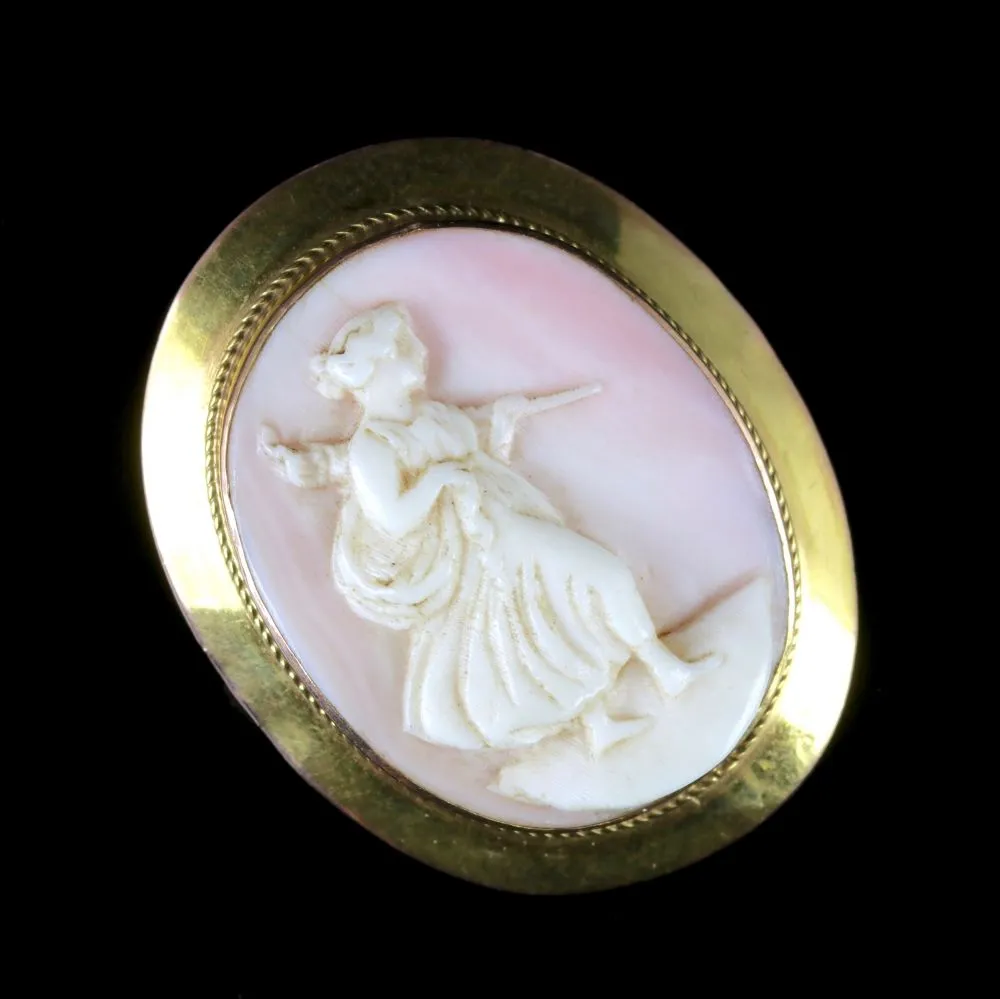 Antique Victorian Coral Cameo Brooch 9Ct Circa 1900