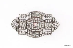 Art Deco Bridal Wedding Brooch Crystal