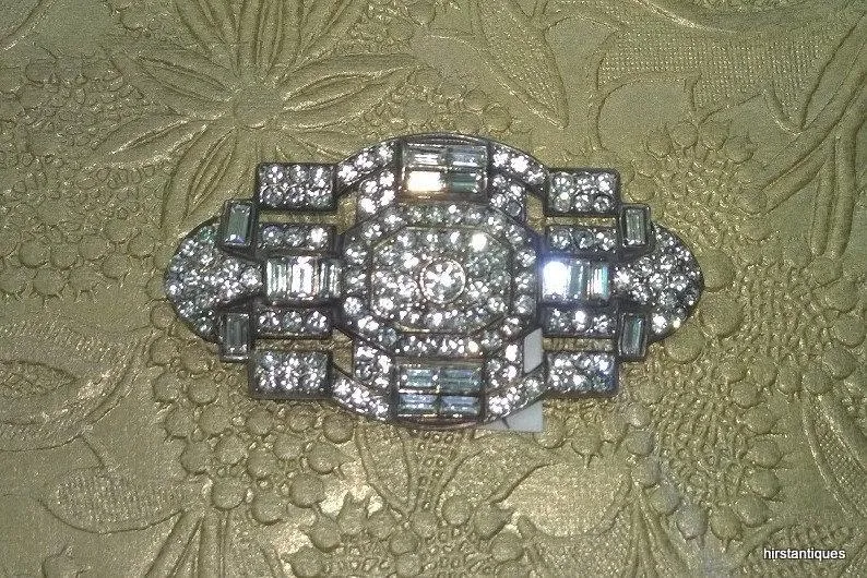Art Deco Bridal Wedding Brooch Crystal