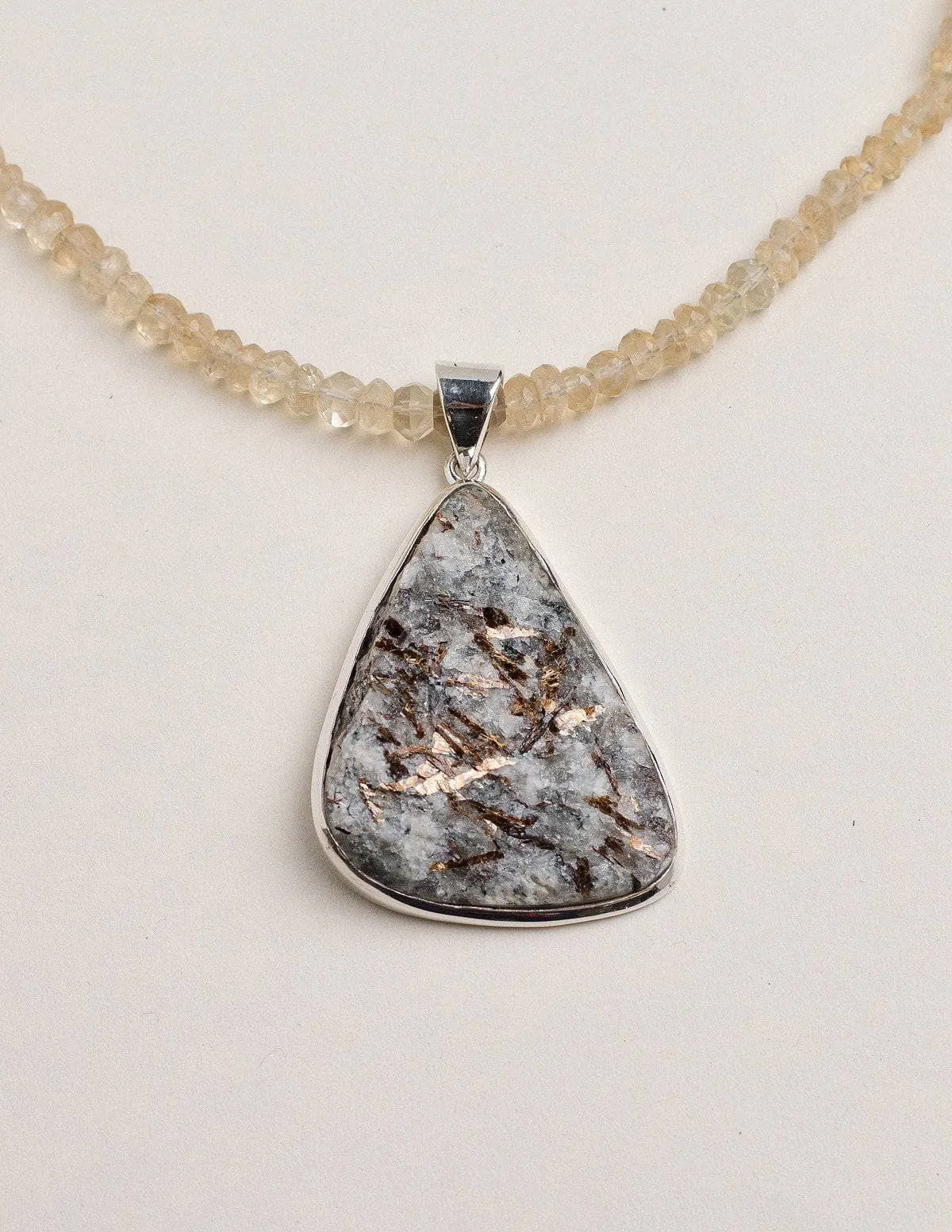 Astrophyllite and Citrine Necklace - One of a Kind