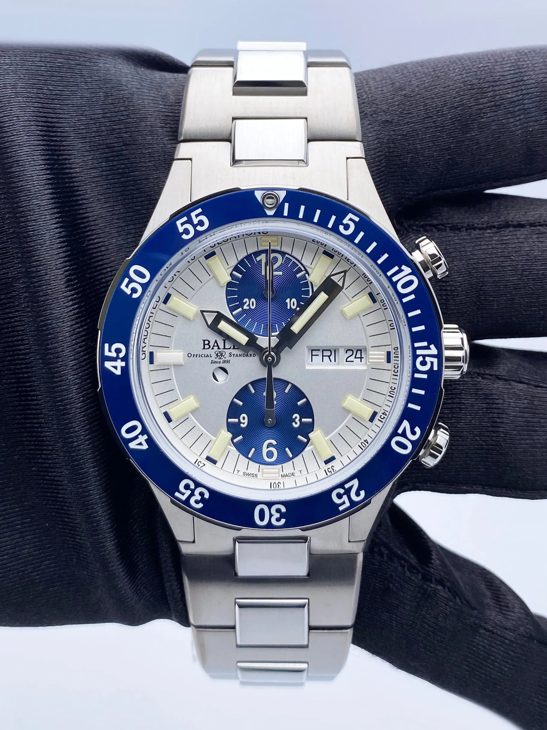 Ball Roadmaster Rescue Chronograph 42mm White Dial Mens Watch Box Papers