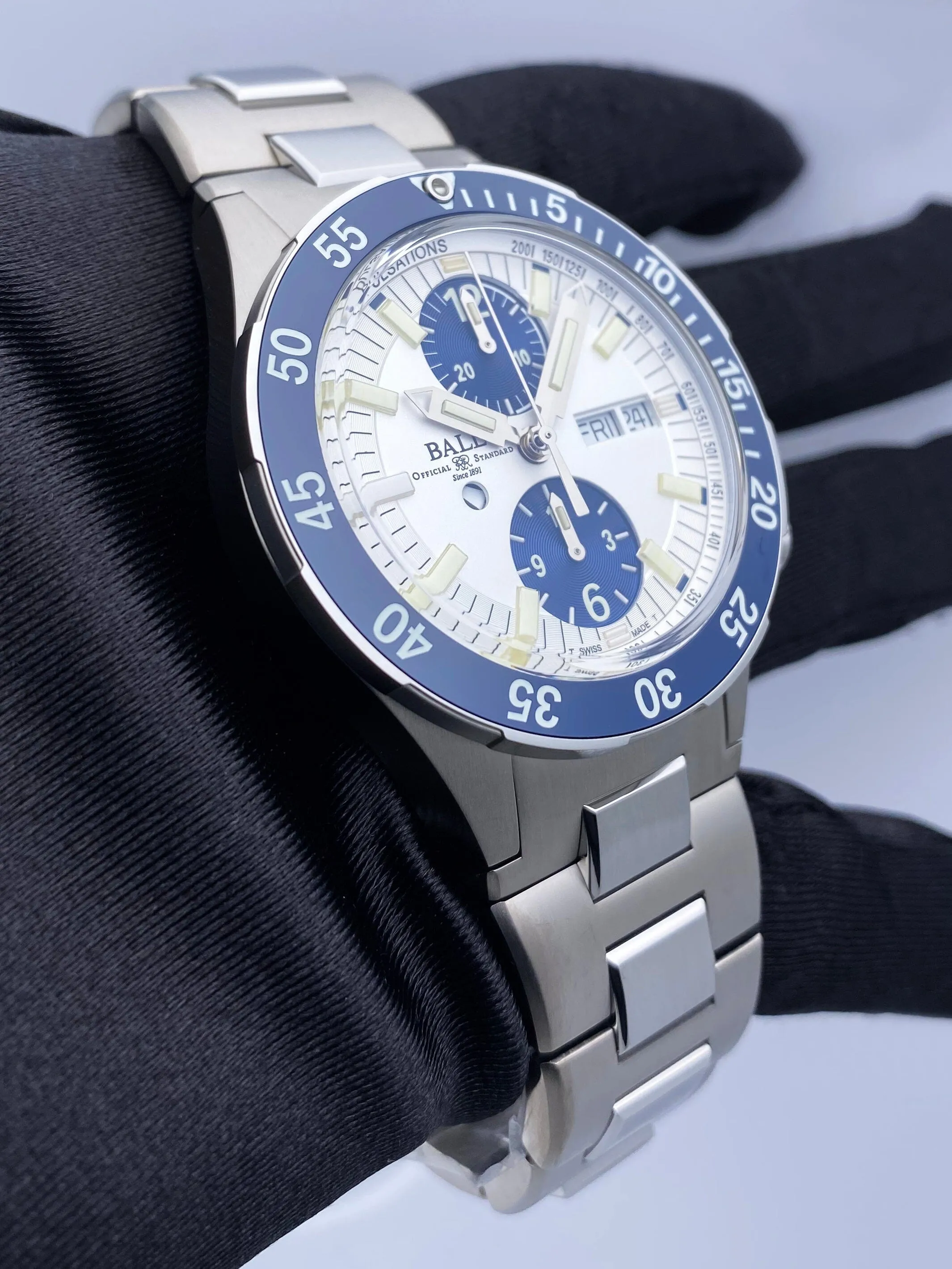 Ball Roadmaster Rescue Chronograph 42mm White Dial Mens Watch Box Papers