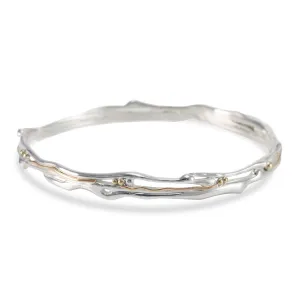 Banyan Organic Silver Bangle With Gold Fill Detailing
