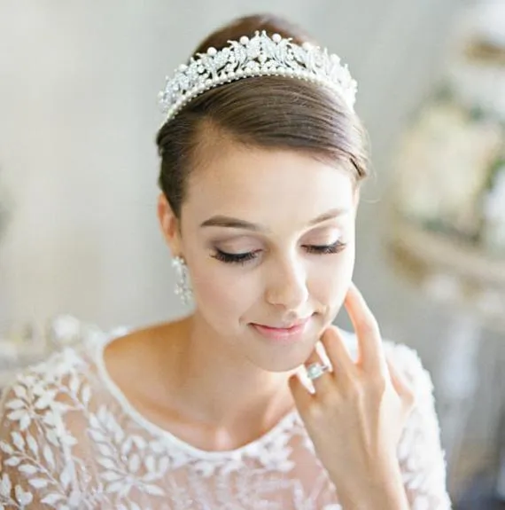 Bespoke Something Blue VICTORIA Swarovski Crystal Wedding Tiara