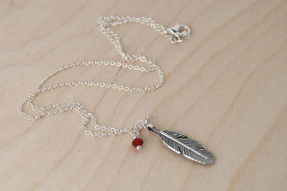 Birds of a Feather BFF Necklace (Sold Singly) | Silver Feather Charm | Nature Bridesmaid Gifts | Best Friend Charm Necklace