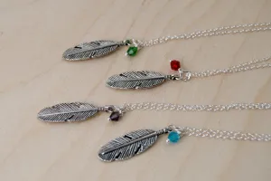 Birds of a Feather BFF Necklace (Sold Singly) | Silver Feather Charm | Nature Bridesmaid Gifts | Best Friend Charm Necklace