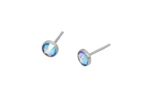 Black Diamond Shimmer Crystal Pure Titanium Stud Earrings