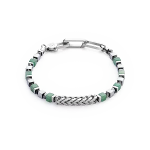 Bracelet Precious Cubes & Chain green-silver