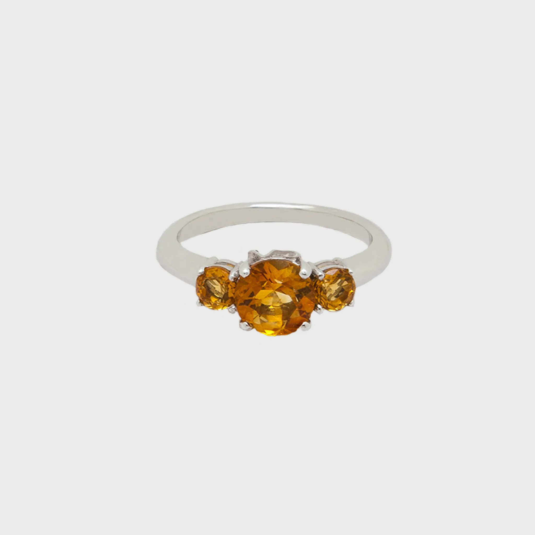 CA 18 Karat "I Love Me" 18 Karat White Gold and Triple Citrine Ring