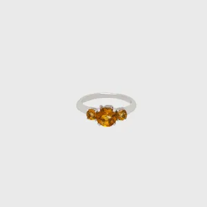 CA 18 Karat "I Love Me" 18 Karat White Gold and Triple Citrine Ring