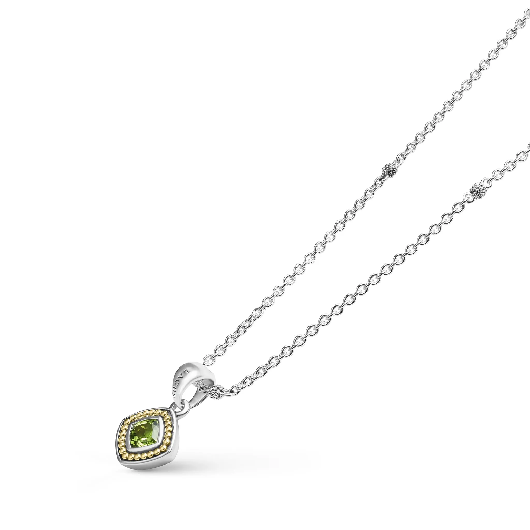 Caviar Color Peridot Pendant Necklace