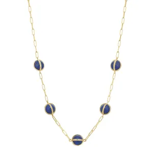 Celest Lapis Lazuli 18-Inch Paperclip Chain Necklace