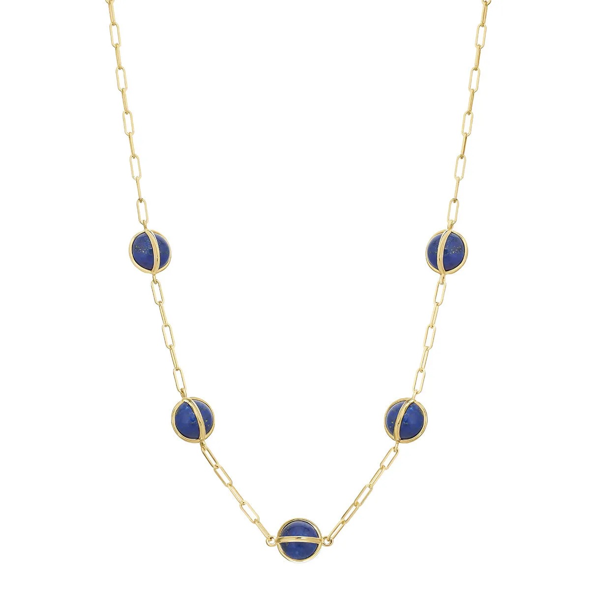 Celest Lapis Lazuli 18-Inch Paperclip Chain Necklace
