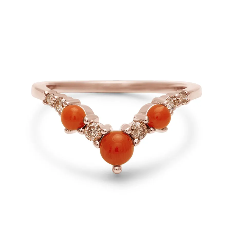 Celestine Tiara Band (Large) - 14k Gold, Coral & Champagne Diamonds