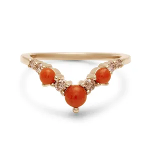 Celestine Tiara Band (Large) - 14k Gold, Coral & Champagne Diamonds