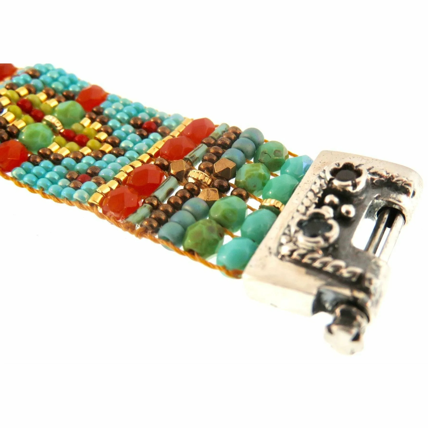 Chili Rose Cowgirl Bracelet  Turquoise & Red  Gemstone Bracelet