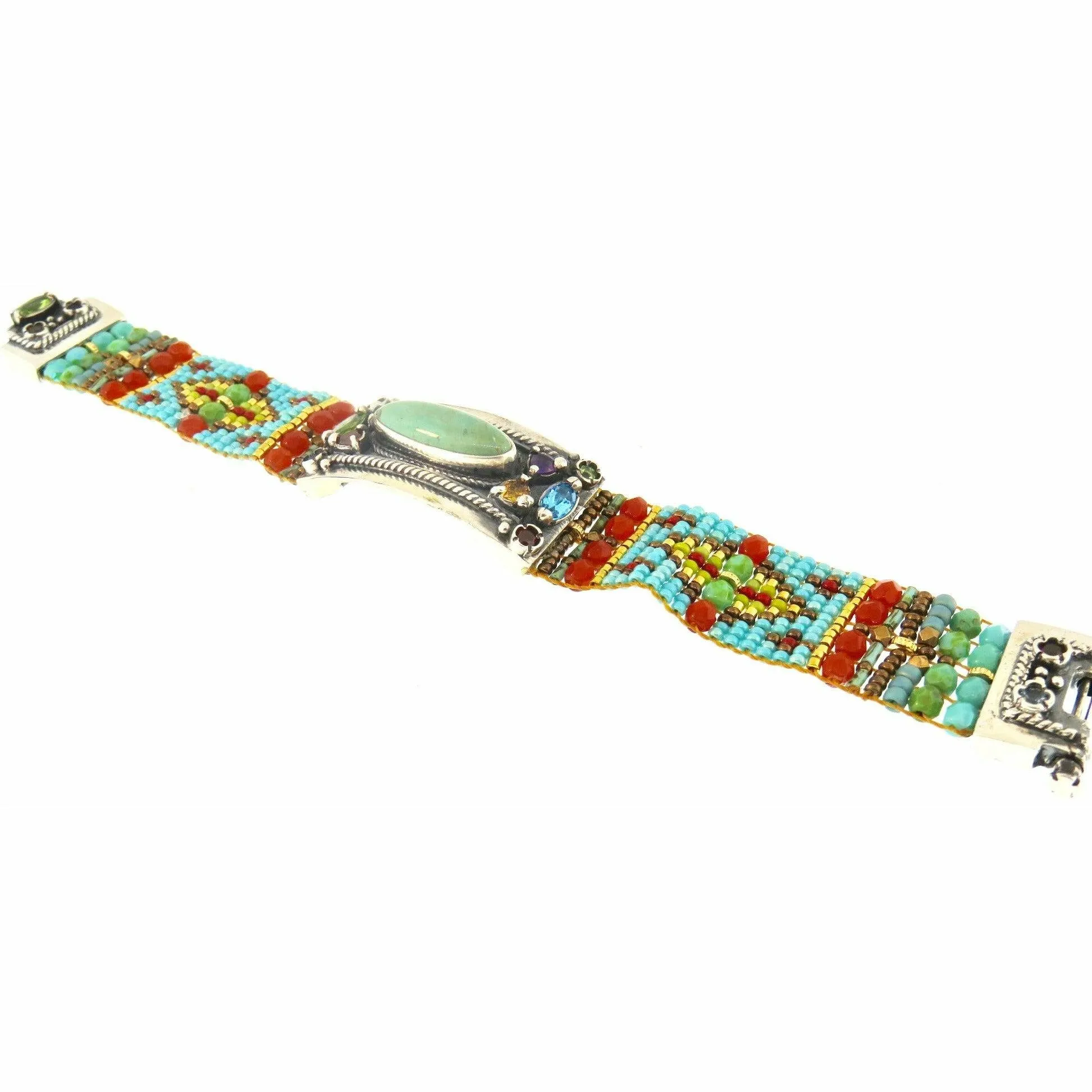 Chili Rose Cowgirl Bracelet  Turquoise & Red  Gemstone Bracelet