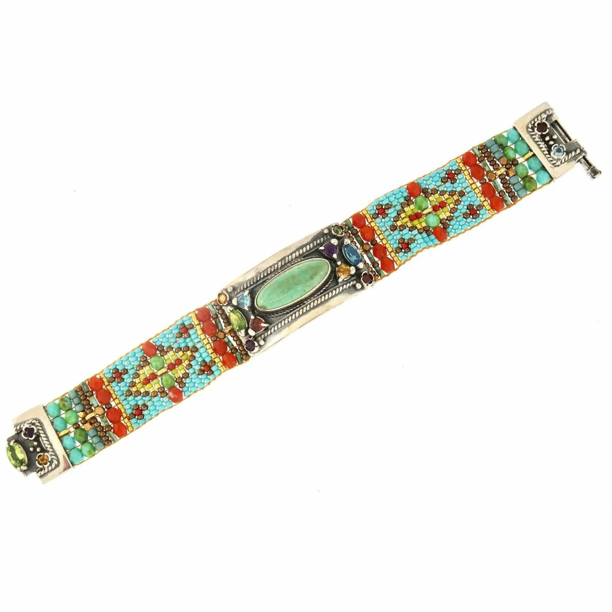 Chili Rose Cowgirl Bracelet  Turquoise & Red  Gemstone Bracelet