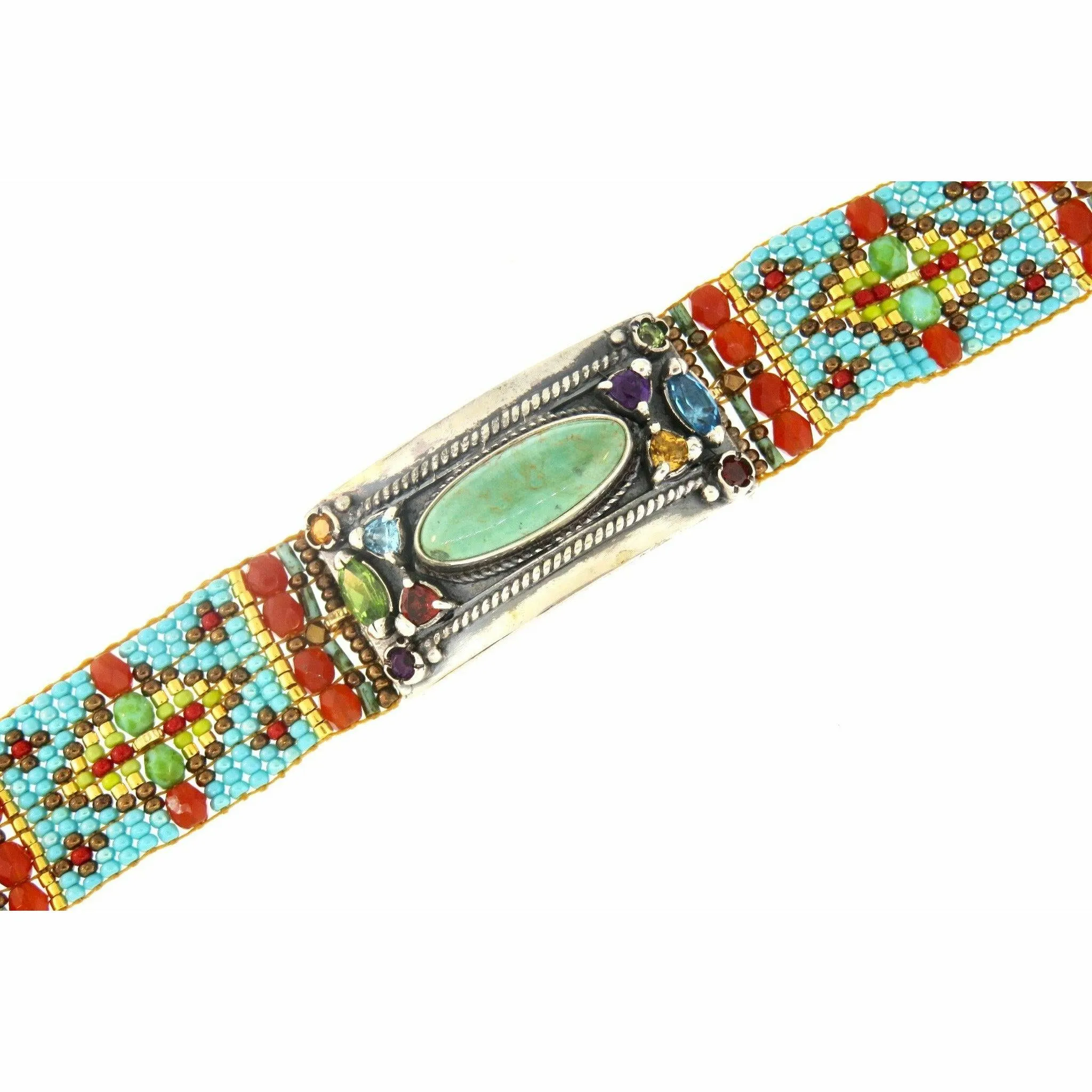 Chili Rose Cowgirl Bracelet  Turquoise & Red  Gemstone Bracelet
