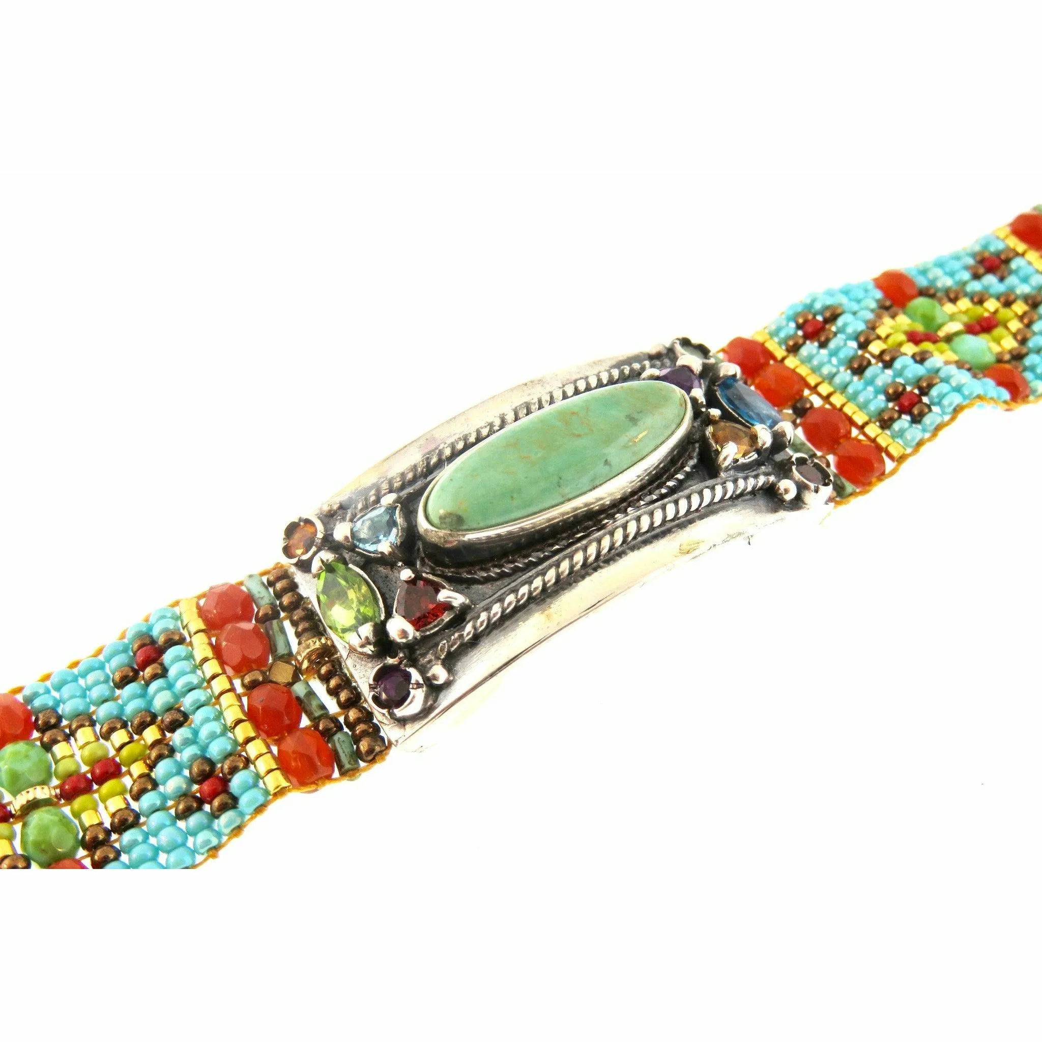 Chili Rose Cowgirl Bracelet  Turquoise & Red  Gemstone Bracelet