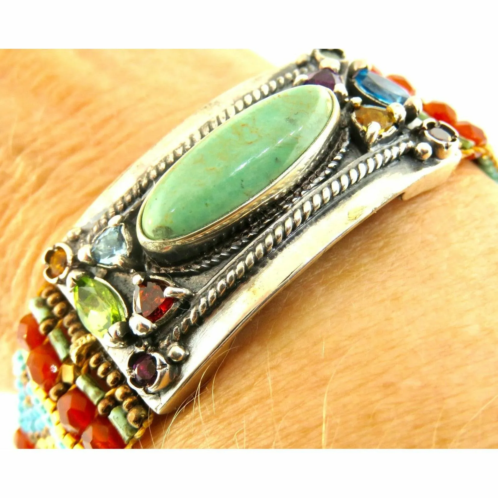 Chili Rose Cowgirl Bracelet  Turquoise & Red  Gemstone Bracelet
