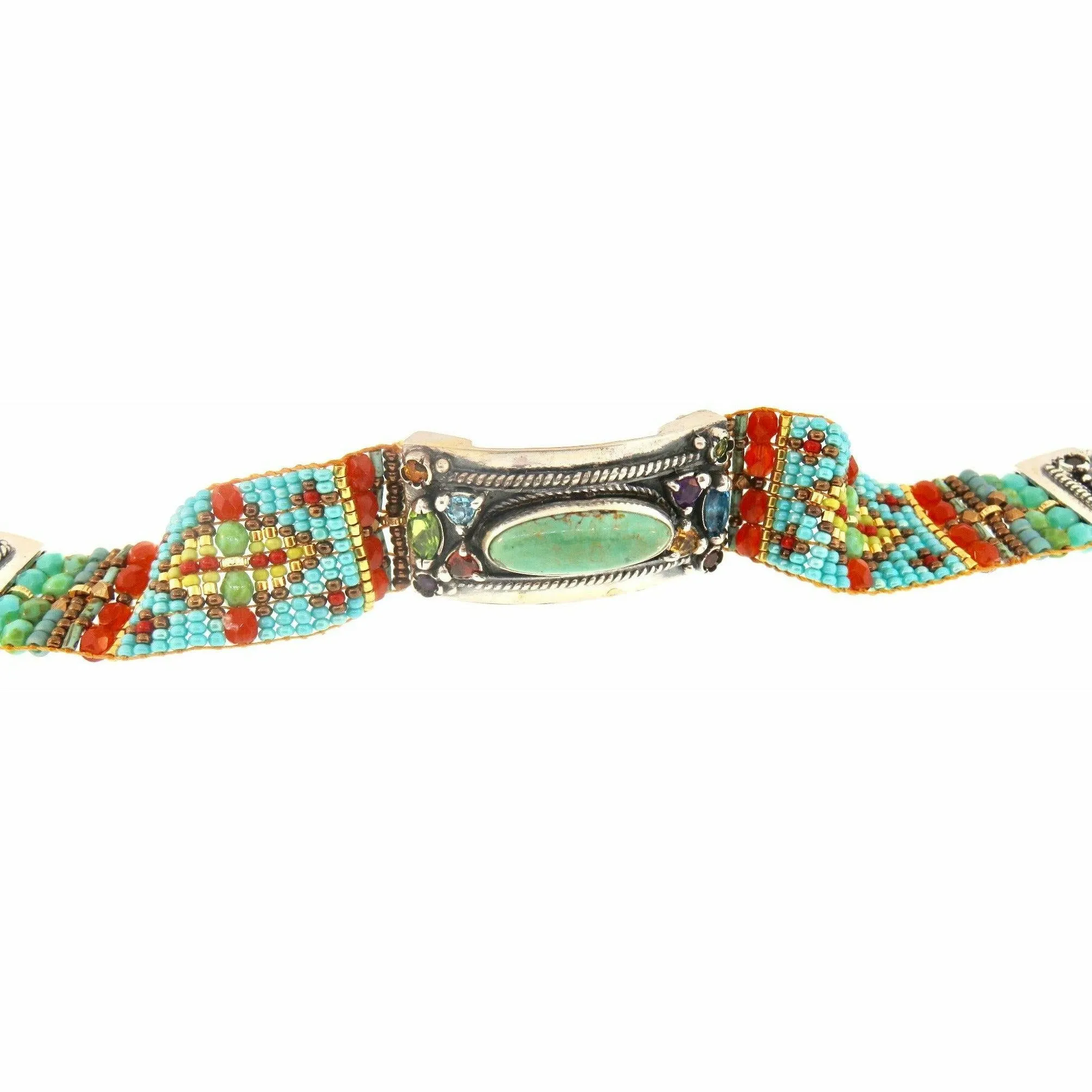 Chili Rose Cowgirl Bracelet  Turquoise & Red  Gemstone Bracelet