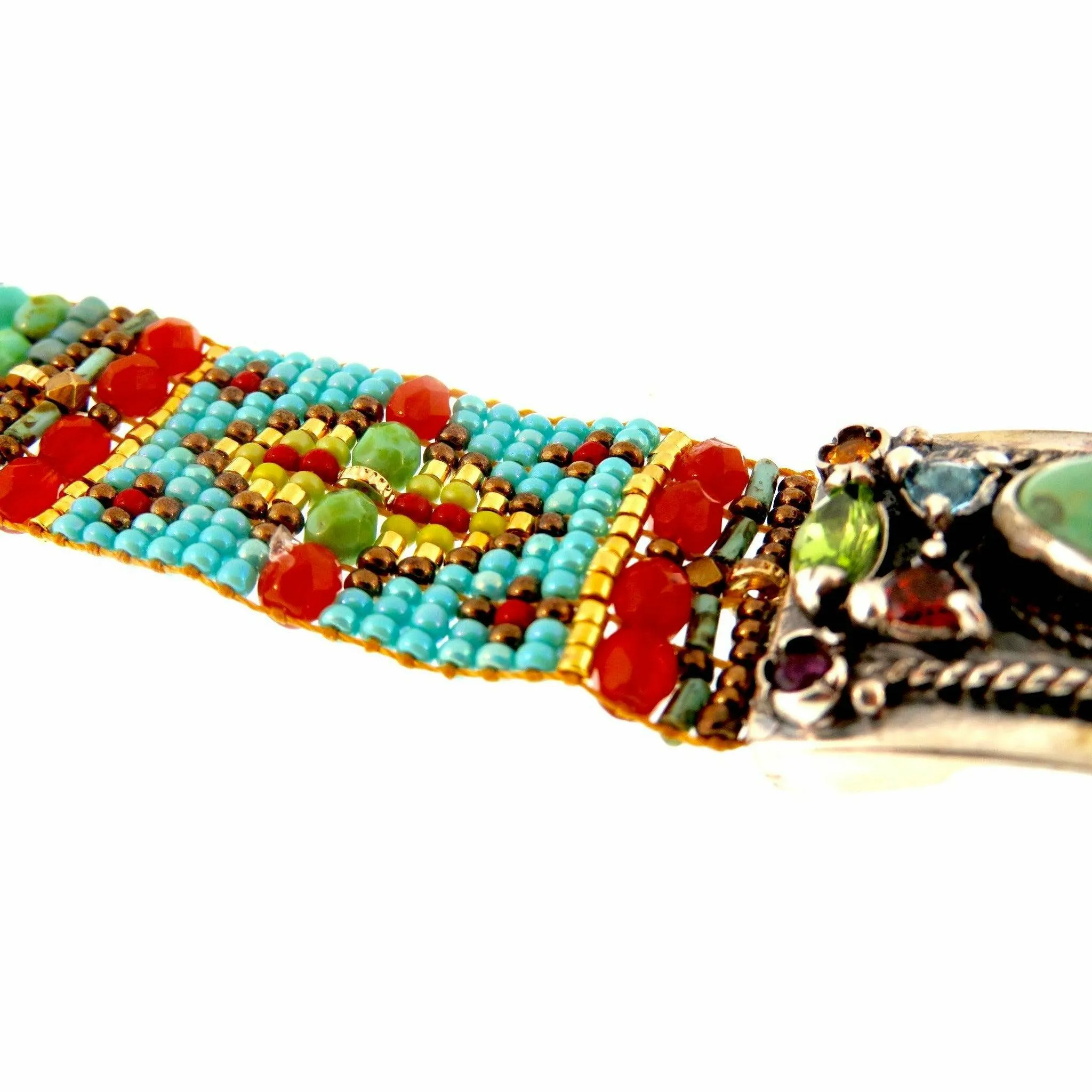 Chili Rose Cowgirl Bracelet  Turquoise & Red  Gemstone Bracelet