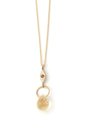 Citrine and Diamond Classic Drop Necklace