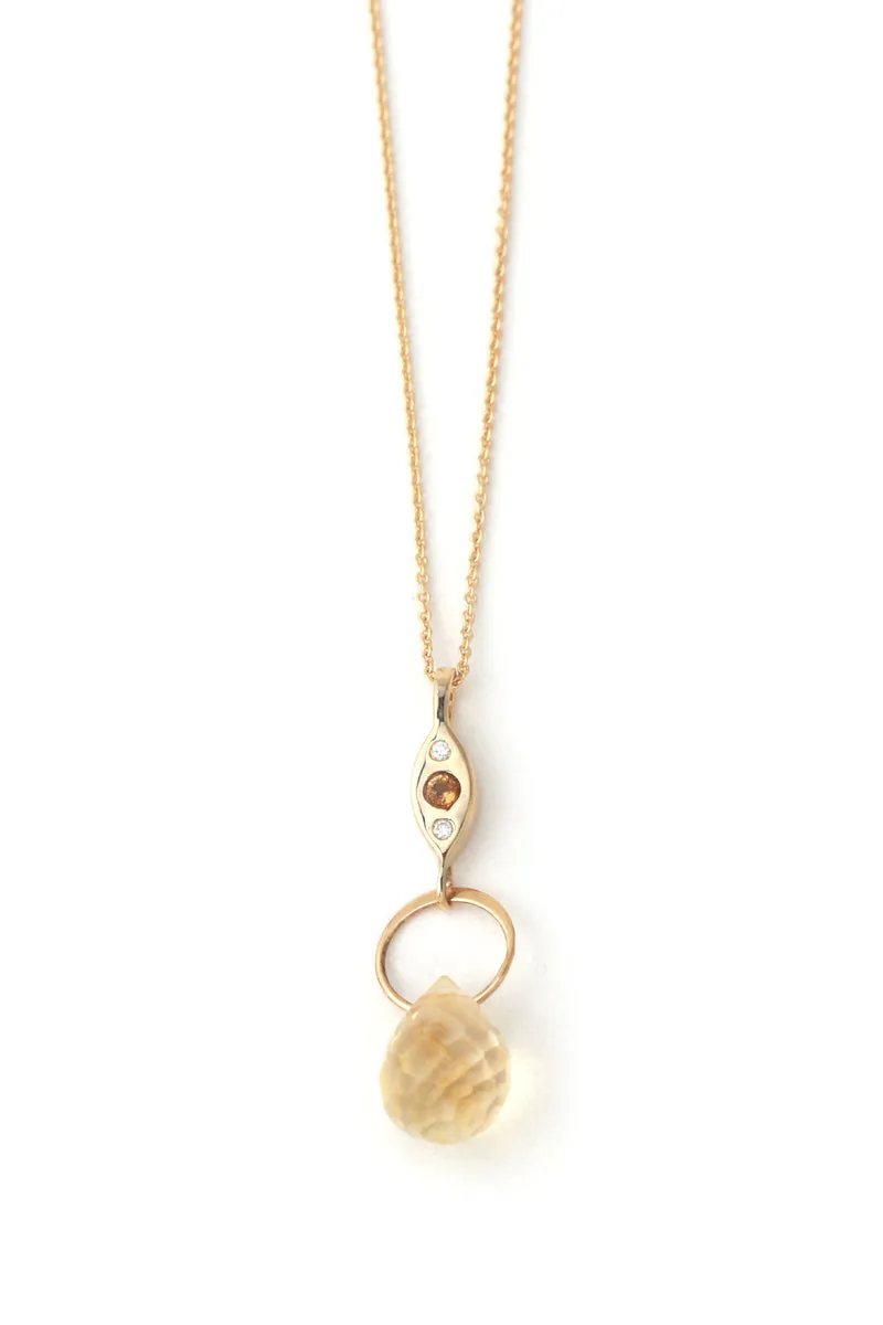 Citrine and Diamond Classic Drop Necklace