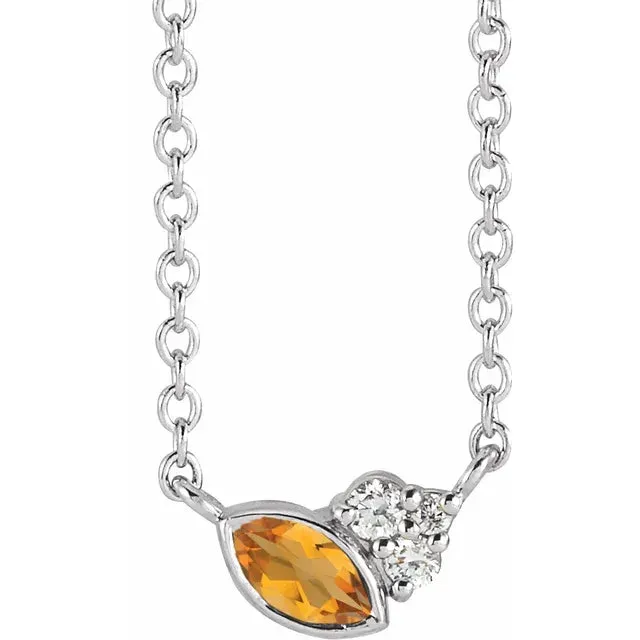 Citrine and Diamond Necklace